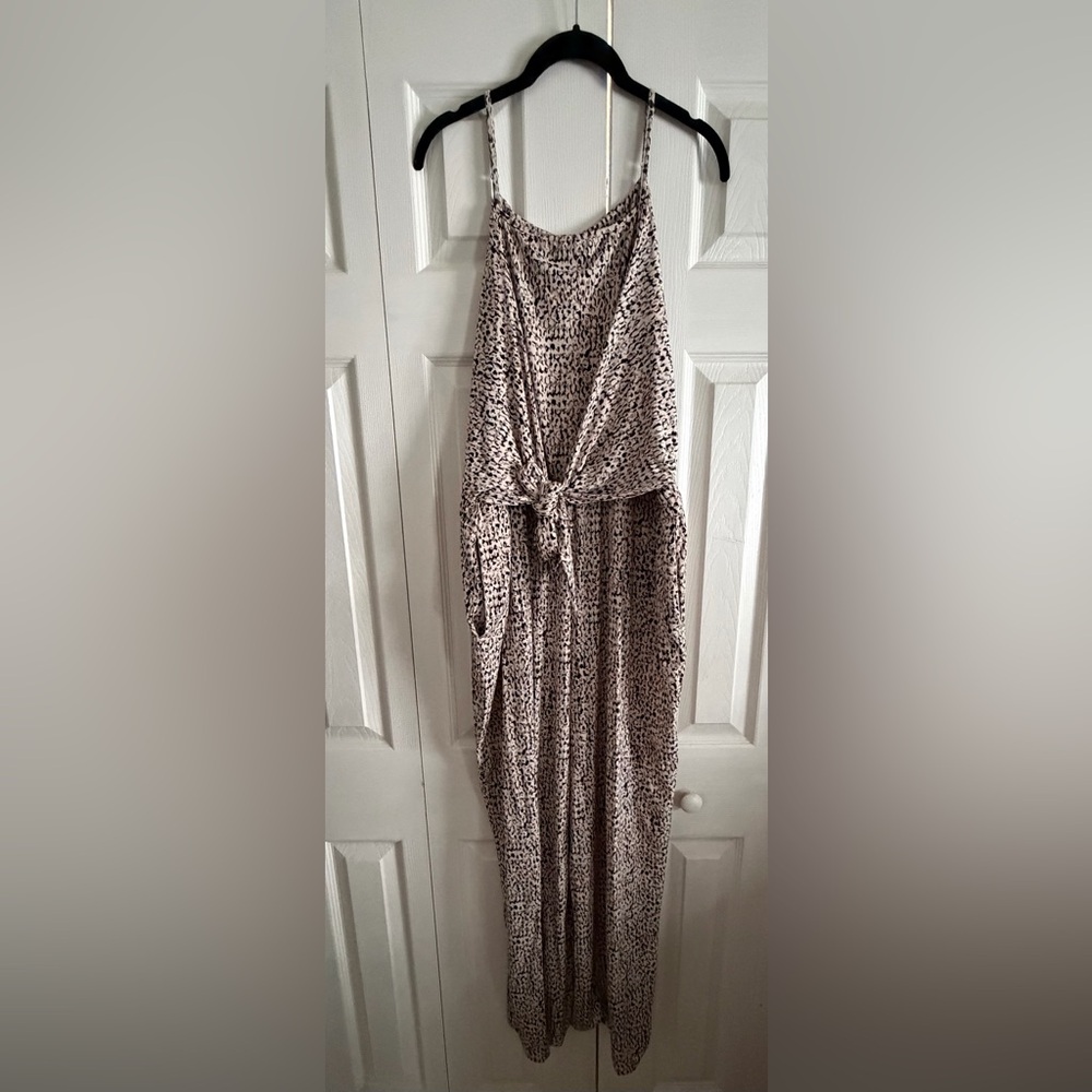 Maurices Beige and Black Spotted Jumpsuit